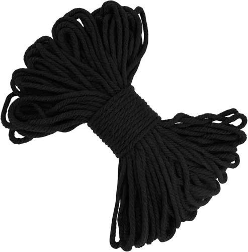 Vista 8 de Cuerda de macramé de 0.197 in x 22 yardas, cuerda gruesa de hilo de algodón natural, cuerda de colores para colgar plantas de macramé, para colgar