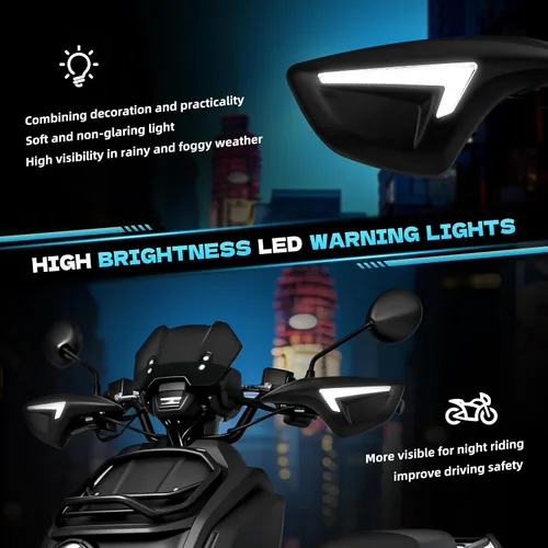Vista 5 de Mokuo Paramanos de motocicleta LED con luz para Yamaha Zuma 125 2022-2023 - Deflector de viento para manillar, protector de mano