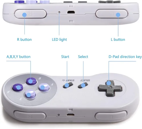 Vista 3 de KIWITATA 2 Pack 2.4GHz Wireless Controller for SNES Original Console, Rechargeable Wireless Remote Gamepad Controller for SNES Super Entertainment