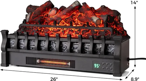 Vista 6 de ORALNER Inserto de Chimenea Eléctrica WiFi de 26", Calentador de Troncos, Cuarzo Infrarrojo con Sonido Crepitante, Control Remoto, Temporizador 8H