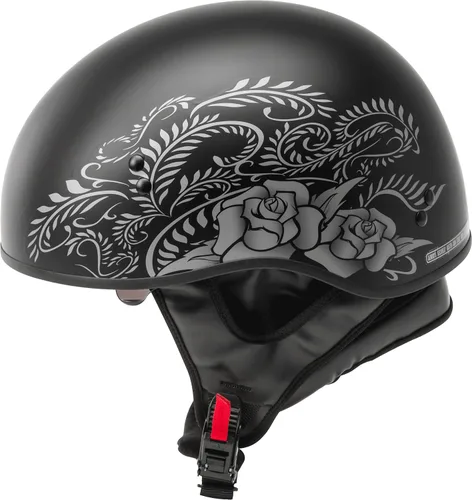 Vista 4 de GMAX HH-65 Naked Motorcycle Street Half Casco (rosa mate negro/plata, L)
