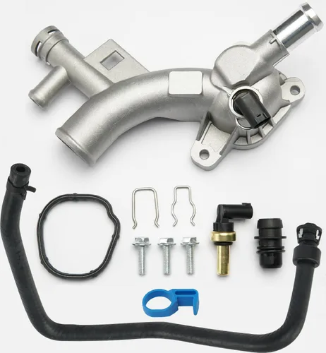 Vista 9 de Carcasa de termostato de refrigerante de motor de aluminio con salida de agua compatible con Chevy Cruze 2011-2016, Chey Sonic 2012-2020, Chevy Trax