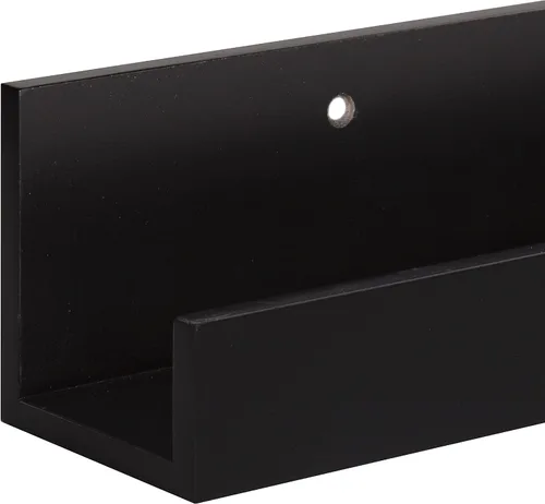 Vista 5 de Kate and Laurel Levie - Juego de 2 estantes flotantes de madera de 24 pulgadas para pared, color negro
