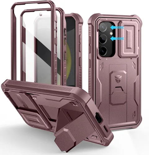 Vista 50 de Dexnor Funda para Samsung Galaxy S24 con Cubierta Deslizante Integrada para Cámara y Protector de Pantalla y Soporte, Funda Resistente a los Golpes