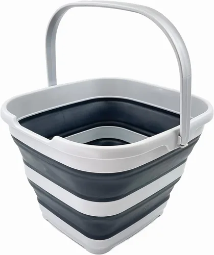 Vista 16 de SAMMART Cesta rectangular plegable de 10 litros (2.6 galones) (gris/negro (juego de 2))