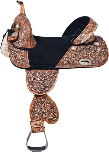 Vista 9 de HILASON Western Horse Treeless Trail Barrel Saddle American Leather Tan Horse Saddle Western Saddle Treeless Saddle Saddle for Horses