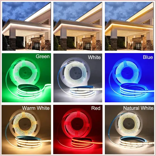 Vista 5 de COB - Tira de luces LED, 1.6 ft/1.6 pies, flexible, flexible, flexible, flexible, tira de luces LED COB DC 5 V 320 LEDs/m, blanco cálido, 3000 K