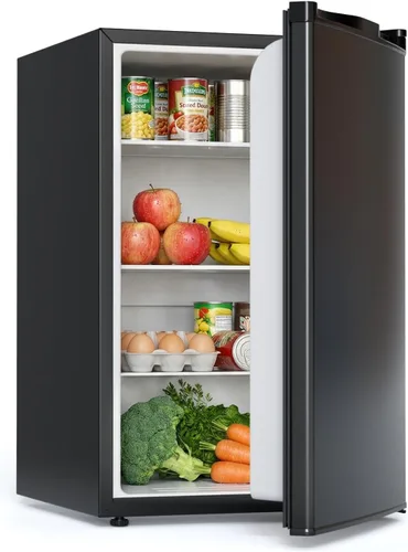 Vista 9 de COWSAR Mini refrigerador de 3.1 pies cúbicos, refrigerador compacto de tamaño dormitorio con puerta individual reversible, termostato ajustable Negro