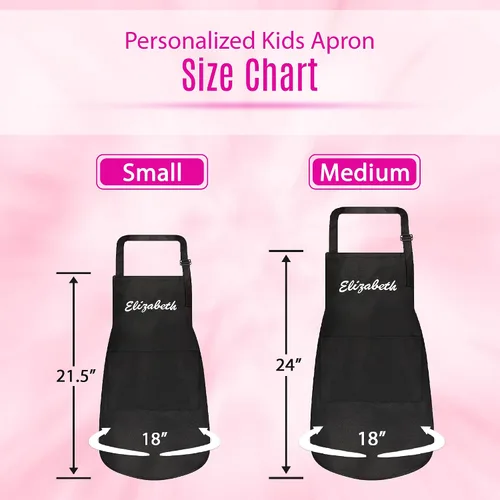 Vista 5 de Juego de delantal personalizado y sombrero de chef, bonito disfraz de chef para niños, delantales con bolsillos para cocinar, pintar, fiestas