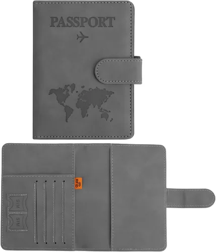 Vista 8 de Funda para pasaporte para viajes, funda para pasaporte con ranura para tarjeta de crédito y ranura para tarjeta de embarque, funda para pasaporte