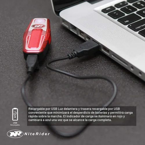 Vista 7 de NiteRider Lumina Micro 850 - Luz delantera para bicicleta, Sabre 80, luz trasera para bicicleta, paquete combinado - LED USB recargable faro