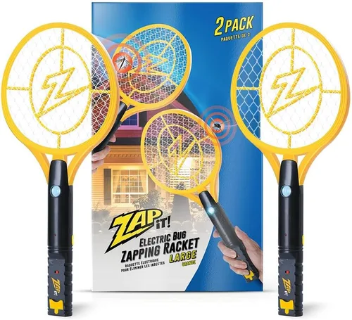 Vista 15 de Zap It Bug Zapper - Raqueta recargable mata mosquitos, mata moscas eléctrica, exterminador de mosquitos, 4,000 voltios, cable de carga USB, paquete