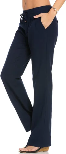 Vista 3 de Pantalones cómodos de lino con cordón y cintura elástica para mujer