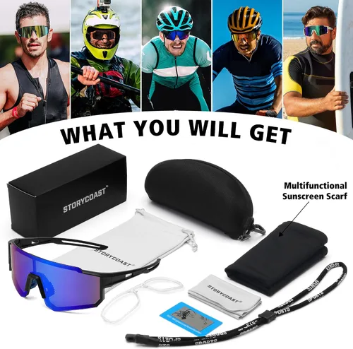 Vista 7 de STORYCOAST Lentes de sol deportivos polarizados para hombres y mujeres, para conducir, pesca, ciclismo, bicicleta de montaña, protección UV400