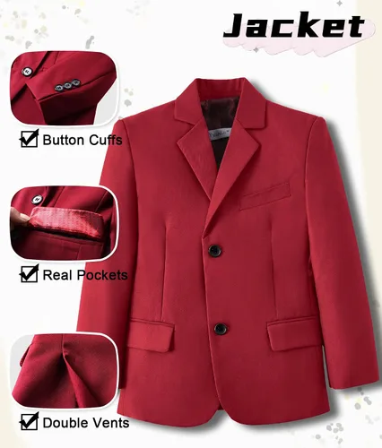 Vista 3 de YuanLu Trajes para niños, traje de portador de anillos, chaleco formal y pantalones para niño, conjunto de trajes de boda