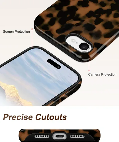 Vista 5 de Jusy Compatible con MagSafe Brown Tortoise Shell Print Phone Case para iPhone 7/8/SE, funda protectora magnética de lujo de TPU suave