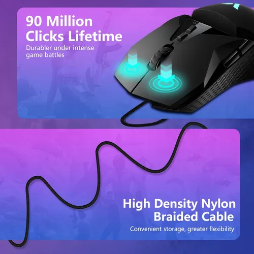 Vista 5 de Rapoo Ratón inalámbrico para juegos, 5000 DPI con cableinalámbrico RGB Gamer Mouse con 11 botones programables Tienda de 5 perfiles, ratones