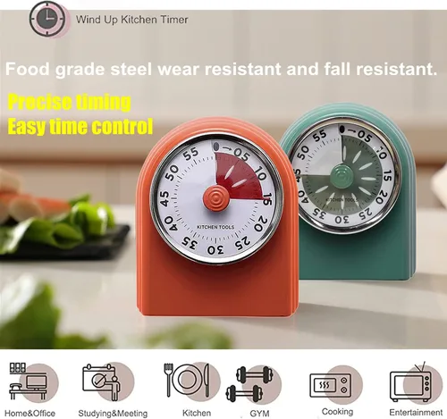 Vista 2 de Temporizador visual de 60 minutos, temporizador de cocina de 3 pulgadas, reloj de cuenta regresiva analógica para el aula, herramienta de gestión