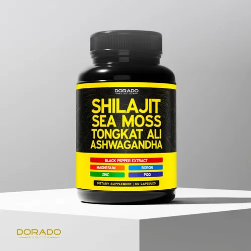 Vista 5 de Suplemento Shilajit para hombres y mujeres con musgo marino, Ashwagandha, Tongkat Ali, boro, zinc, PQQ, pimienta negra, magnesio, ácido fúlvico