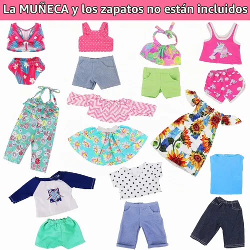 Vista 2 de Ecore Fun 10 Sets 18 Inch Doll Clothes & Outfits with Swimsuits