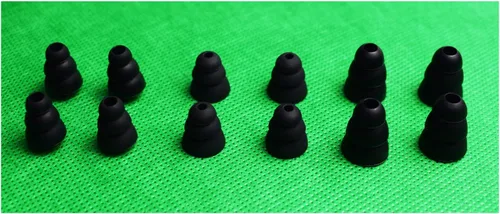 Vista 4 de Punta de oreja de triple brida, 6 pares de tamaño S/M/L (negro