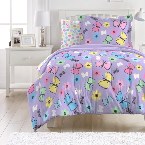 Vista 181 de Dream Factory Dinosaur Blocks - Juego de edredón de microfibra ultrasuave para niños, color azul, tamaño individual Bloques de dinosaurios azules