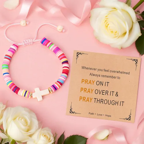 Vista 89 de Regalos navideños para niños, niñas adolescentes, mujeres, linda pulsera de cruz para niñas, regalos de Navidad cristianos para mujeres, ideas