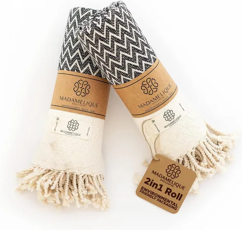 Vista 21 de Madamelique Exclusivo juego de toallas de mano de 2 a 18 x 40 pulgadas, toalla decorativa de baño para manos, cara, cabello, yoga, té, paños