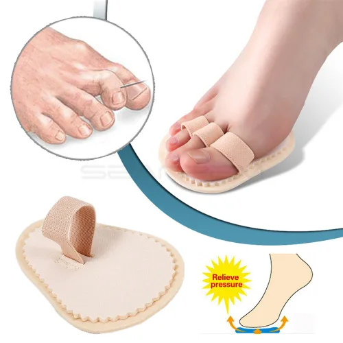 Vista 2 de Férula y enderezador de dedos, con bucles ajustables, corrector de dedos de martillo con almohadillas metatarsianas para dedos rizados y torcidos
