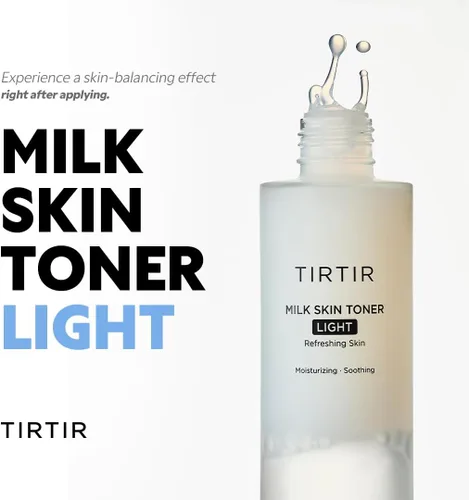 Vista 3 de TIRTIR Milk Skin Toner Light Hidratación instantánea con 4% de niacinamida, minimizador de poros, tóner vegano para piel propensa al acné