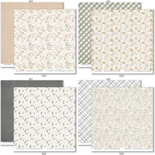 Vista 6 de Paquete de papel de patrón – Acuarela Florales – Papel de álbum de recortes de 12 x 12 pulgadas, 12 x 12 pulgadas, diseño floral de álbumes