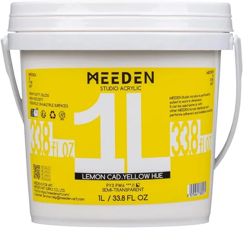 Vista 33 de MEEDEN Juego de pintura acrílica: 1L/33.8 oz x 12 colores pinturas acrílicas grandes a granel - Pinturas artísticas brillantes de cuerpo pesado
