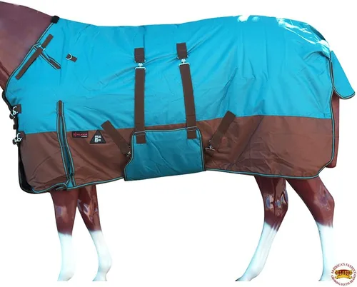 Vista 15 de HILASON Manta de Caballo de Poly Impermeable de Invierno 1200D con Envolvente de Vientre Mantas de Exterior para Caballos Vino