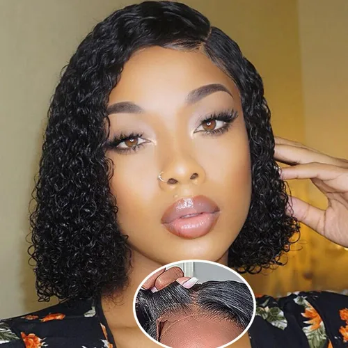 Vista 25 de Pelucas de cabello humano rizado con cierre de encaje HD de 5x5 de onda profunda para mujeres morenas, sin pegamento, pre cortadas, 180%