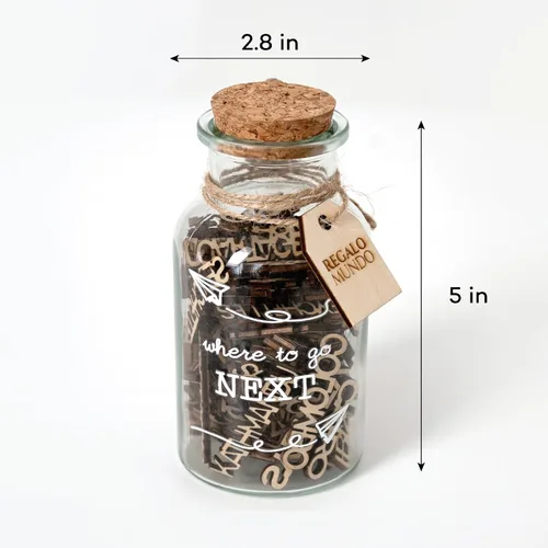Vista 2 de Where to Go Next – Tarro de destino de viaje Regalo de viaje ecológico para viajeros, parejas y aventureros 100 lugares tallados de madera