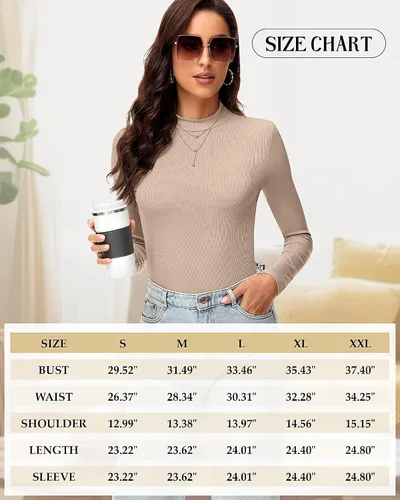 Vista 6 de 3 piezas de camisas de cuello alto falso para mujer, manga larga, ajustadas, elásticas, básicas, ligeras, sin botones