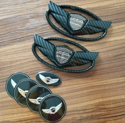 Vista 3 de 7 piezas Emblema de alerón de fibra de carbono 3D negro para coche Genesis Coupe 11-15 7 piezas