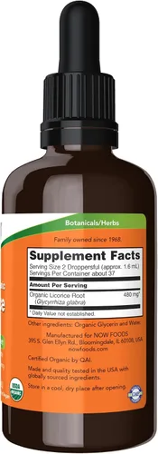 Vista 2 de Now Foods Suplementos, raíz de regaliz orgánica certificada 2 fl. oz