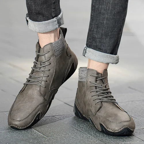 Vista 4 de Zapatillas de deporte de ancho ancho para hombre, zapatos deportivos con banda elástica alta, zapatos deportivos de moda, zapatos casuales