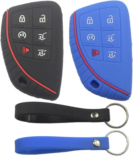 Vista 9 de 2 fundas para llavero con 6 botones compatibles con Chevrolet, 2 piezas negro