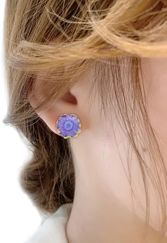 Vista 4 de SUNYIK aretes con pasadores de cuarzo natural para mujer, Base con chapado de oro, SUNGDL003103