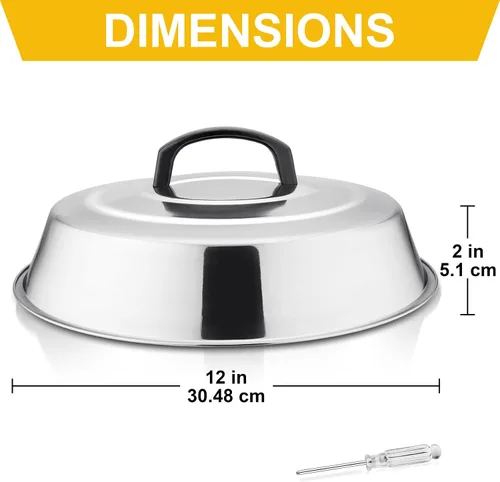 Vista 2 de Leonyo - Juego de 2 cúpula para fundir queso, cubierta de metal de 12 pulgadas para parrilla, accesorios de parrilla de acero inoxidable