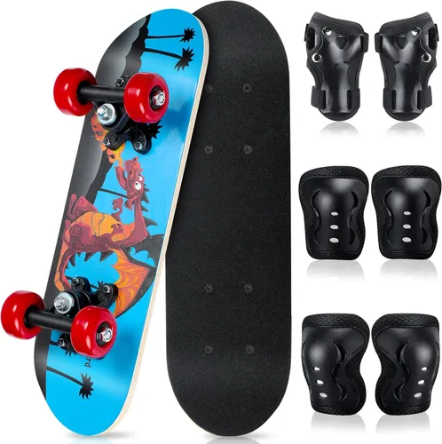 Vista 14 de Honoson Juego de 7 piezas de rodilleras, coderas y muñequeras para patinetas para principiantes y niños pequeños