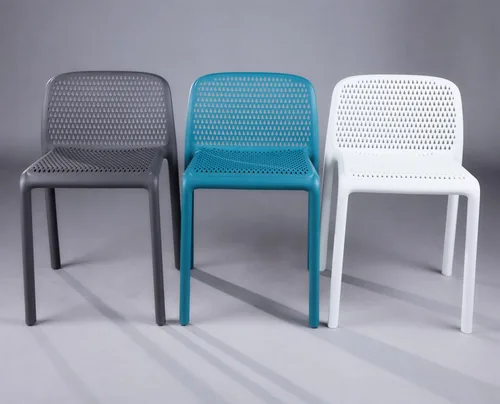 Vista 8 de CozyBlock Punch - Silla de comedor apilable perforada para interior y exterior, juego de 4 (azul turquesa)