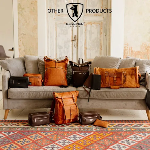 Vista 6 de Berliner Bags Bolsa de lona de cuero vintage New York para viajes o el gimnasio, bolsa de noche para hombres y mujeres, marrón (Brown XL), Vintage