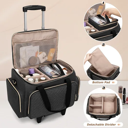 Vista 2 de LUXJA Almacenamiento Cosmético Rodante, Negro
