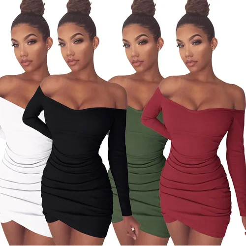 Vista 6 de Chemenwin Mini vestido de túnica corto corto de manga larga para mujer
