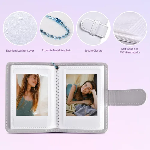 Vista 3 de Mini álbum de fotos de 32 bolsillos compatible con Fujifilm Instax Mini Film - Instax Mini 12 99 70 7s 8 8+ 9 11 25 50s 90 99, mini álbum de fotos