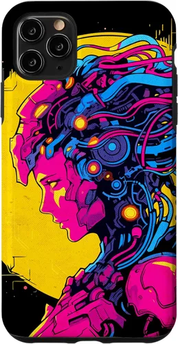 Vista 13 de Funda estilo anime futurista Cyberpunk para iPhone 16 Robot Woman