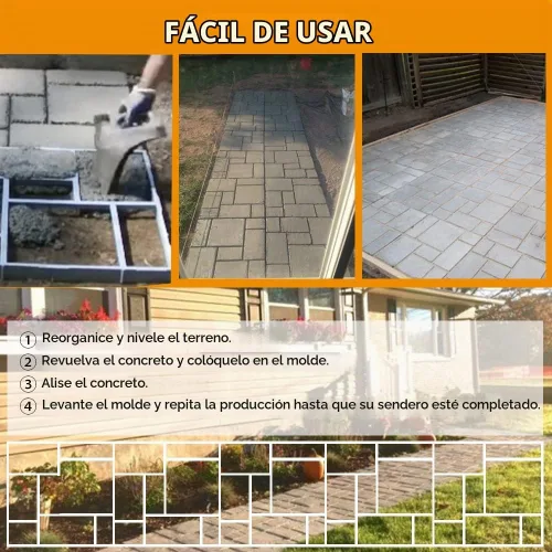 Vista 4 de Avalution Talla Grande 20"x20"x1.8" Creador de Caminos Molde de Piedra de Concreto Pathmate Reutilizable Adoquín de Piedra para Césped Patio Jardín